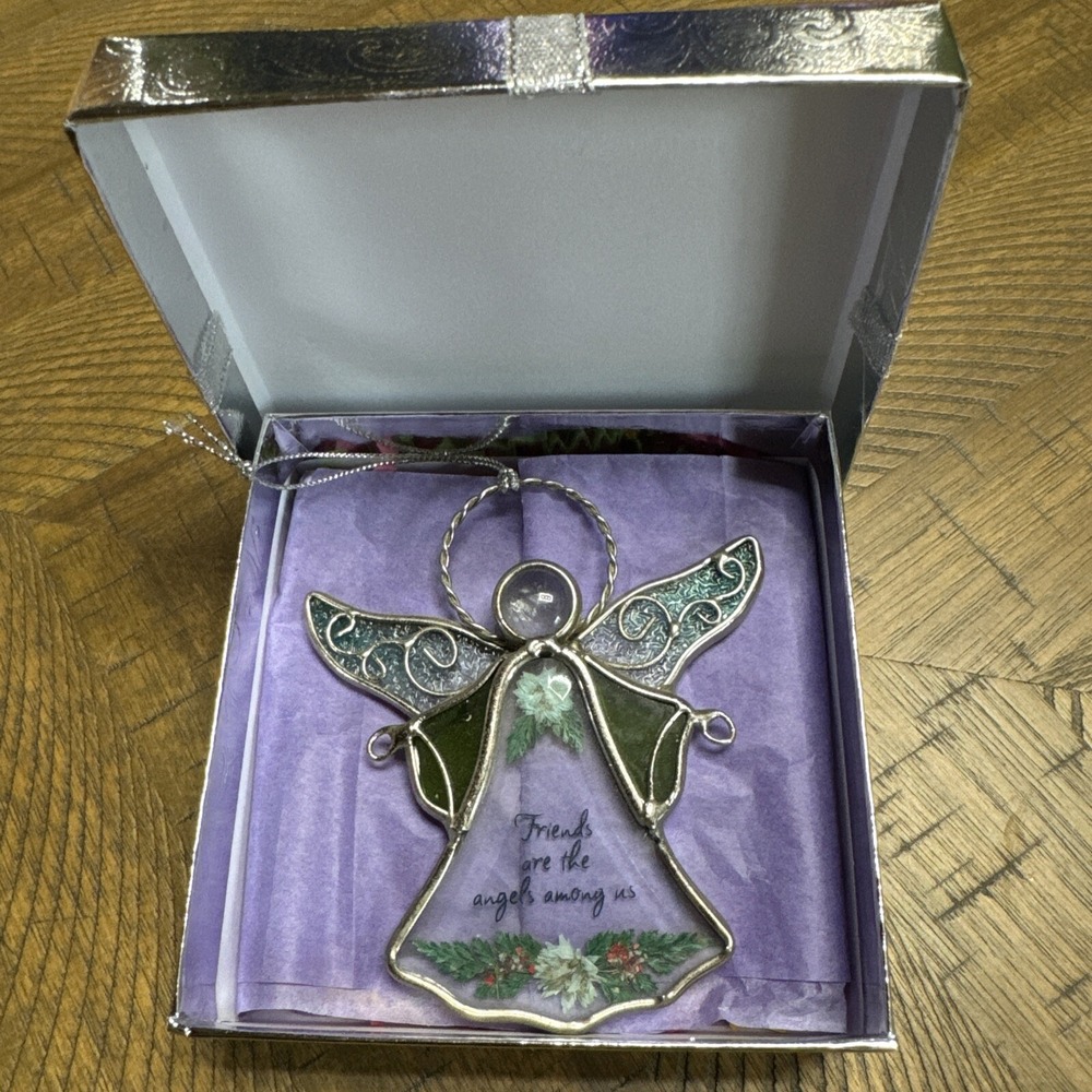 Stained Glass Pressed Flower Angel Ornament - Friendship Christmas Gift